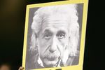 DETROIT - OCTOBER 13:  A fan of the Detroit Tigers holds up a sign that reads 'Got Leyland?' and has a likeness of Albert Einstein on is against the Oakland Athletics during Game Three of the American League Championship Series October 13, 2006 at Comerica Park in Detroit, Michigan. The Tigers won 3-0 to take a 3-0 series lead. (Photo by Jonathan Daniel/Getty Images)