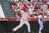 ANAHEIM, CA - MAY 06:  Albert Pujols #5 of the Los Angeles Angels of Anaheim hits his first home run of the season against the Toronto Blue Jays in the sixth inning at Angel Stadium of Anaheim on May 6, 2012 in Anaheim, California.  (Photo by Jeff Gross/Getty Images)