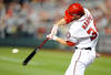 WASHINGTON, DC - MAY 02:  Bryce Harper #34 of the Washington Nationals hits a double in the fourth inning against the Arizona Diamondbacks at Nationals Park on May 2, 2012 in Washington, DC.  (Photo by Greg Fiume/Getty Images)