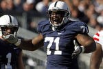 STATE COLLEGE, PA - NOVEMBER 12:  Devon Still #71 of the Penn State Nittany Lions celebrates after sacking Taylor Martinez #3 (not pictured) of the Nebraska Cornhuskers during the game on November 12, 2011 at Beaver Stadium in State College, Pennsylvania.  (Photo by Justin K. Aller/Getty Images)