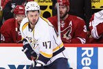 GLENDALE, AZ - APRIL 27:  Alexander Radulov #47 of the Nashville Predators skates with the puck in Game One of the Western Conference Semifinals against the Phoenix Coyotes during the 2012 NHL Stanley Cup Playoffs at Jobing.com Arena on April 27, 2012 in Glendale, Arizona.  The Coyotes defeated the Predators 4-3 in overtime.  (Photo by Christian Petersen/Getty Images)