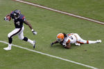 HOUSTON, TX - NOVEMBER 06: Running back Ben Tate #44 of the Houston Texans rushes for a touchdown against defensive back Usama Young #28 of the Cleveland Browns on November 6, 2011 at Reliant Stadium in Houston, Texas. (Photo by Thomas B. Shea/Getty Images)