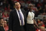 CHICAGO, IL - MAY 01: Head coach Tom Thibodeau of the Chicago Bulls reacts to a call against the Bulls by referee Courtney Kirkland #61 against the Philadelphia 76ers in Game Two of the Eastern Conference Quarterfinals during the 2012 NBA Playoffs at the United Center on May 1, 2012 in Chicago, Illinois. The 76ers defeated the Bulls 109-92. NOTE TO USER: User expressly acknowledges and agrees that, by downloading and or using this photograph, User is consenting to the terms and conditions of the Getty Images License Agreement. (Photo by Jonathan Daniel/Getty Images)