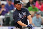 DENVER, CO - MAY 05:  Chipper Jones #10 of the Atlanta Braves takes an at bat against the Colorado Rockies at Coors Field on May 5, 2012 in Denver, Colorado. Jones was 3 for 6 with 5 RBIs as the Braves defeated the Rockies 13-9.  (Photo by Doug Pensinger/Getty Images)