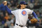 CHICAGO, IL - MAY 07: Jeff Samardzija #29 of the Chicago Cubs pitches against the Atlanta Braves in the first inning on May 7, 2012 at Wrigley Field in Chicago, Illinois.  (Photo by David Banks/Getty Images)