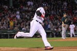BOSTON, MA - APRIL 30:  David Ortiz #34 of the Boston Red Sox rounds the bases after hitting a home run off of Tommy Milone #57 of the Oakland Athletics in the second inning at Fenway Park April 30, 2012  in Boston, Massachusetts. (Photo by Jim Rogash/Getty Images)
