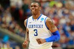ATLANTA, GA - MARCH 25:  Terrence Jones #3 of the Kentucky Wildcats reacts against the Baylor Bears during the 2012 NCAA Men's Basketball South Regional Final at the Georgia Dome on March 25, 2012 in Atlanta, Georgia.  (Photo by Kevin C. Cox/Getty Images)