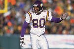 30 Dec 2001:  Wide Receiver Cris Carter #80 of the Minnesota Vikings stands ready on the line against the Green Bay Packers during the NFL game at Lambeau Field in Green Bay, Wisconsin.  The Packers defeated the Vikings 24-13.  Mandatory Credit:  Jonathan Daniel/Getty Images