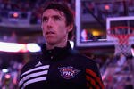 PHOENIX, AZ - APRIL 25:  Steve Nash #13 of the Phoenix Suns stands attended for the National Anthem before the NBA game against the San Antonio Spurs at US Airways Center on April 25, 2012 in Phoenix, Arizona.  The Spurs defeated the Suns 110-106.  NOTE TO USER: User expressly acknowledges and agrees that, by downloading and or using this photograph, User is consenting to the terms and conditions of the Getty Images License Agreement.  (Photo by Christian Petersen/Getty Images)