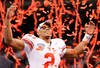 NEW ORLEANS, LA - JANUARY 04:  Terrelle Pryor #2 of the Ohio State Buckeyes celebrates the Buckeyes 31-26 victory against the Arkansas Razorbacks during the Allstate Sugar Bowl at the Louisiana Superdome on January 4, 2011 in New Orleans, Louisiana.  (Photo by Kevin C. Cox/Getty Images)