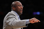 LOS ANGELES, CA - MAY 08:  Head coach Mike Brown of the Los Angeles Lakers reacts in the third quarter while taking on the Denver Nuggets in Game Five of the Western Conference Quarterfinals in the 2012 NBA Playoffs on May 8, 2012 at Staples Center in Los Angeles, California. NOTE TO USER: User expressly acknowledges and agrees that, by downloading and or using this photograph, User is consenting to the terms and conditions of the Getty Images License Agreement.  (Photo by Jeff Gross/Getty Images)