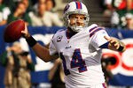 EAST RUTHERFORD, NJ - NOVEMBER 27:   Ryan Fitzpatrick #14 of the Buffalo Bills passes against the New York Jets during their game on November 27, 2011 at  MetLife Stadium in East Rutherford, New Jersey.  (Photo by Al Bello/Getty Images)