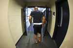 KANSAS CITY, MO - MAY 4:  Mariano Rivera #42 of the New York Yankees walks backs into the team's clubhouse after a press conference at Kauffman Stadium May 4, 2012 in Kansas City, Missouri. Rivera tore an ACL while shagging balls during batting practice before a game against the Kansas City Royals on Thursday.(Photo by Ed Zurga/Getty Images)