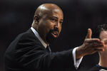 CHICAGO, IL - APRIL 10: Head coach Mike Woodson  of the New York Knicks complains to referee during a game against the Chicago Bulls at the United Center on April 10, 2012 in Chicago, Illinois. NOTE TO USER: User expressly acknowledges and agrees that, by downloading and or using this photograph, User is consenting to the terms and conditions of the Getty Images License Agreement. (Photo by Jonathan Daniel/Getty Images)