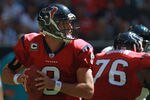 HOUSTON, TX - OCTOBER 30:  Matt Schaub #8 of the Houston Texans at Reliant Stadium on October 30, 2011 in Houston, Texas.  (Photo by Ronald Martinez/Getty Images)