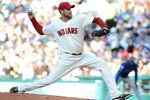 CLEVELAND, OH - MAY 5: Starting pitcher Derek Lowe #26 of the Cleveland Indians throws during the first inning against the Texas Rangers at Progressive Field on May 5, 2012 in Cleveland, Ohio. (Photo by Jason Miller/Getty Images)