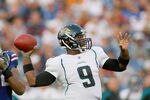 ORCHARD PARK, NY - AUGUST 27: David Garrard #9 of the Jacksonville Jaguars throws against the Jacksonville Jaguars at Ralph Wilson Stadium on August 27, 2011 in Orchard Park, New York.  (Photo by Rick Stewart/Getty Images)
