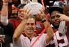 NEW ORLEANS, LA - JANUARY 09:  Head coach Nick Saban of the Alabama Crimson Tide celebrates with the trophy after defeating Louisiana State University Tigers in the 2012 Allstate BCS National Championship Game at Mercedes-Benz Superdome on January 9, 2012 in New Orleans, Louisiana.  (Photo by Ronald Martinez/Getty Images)