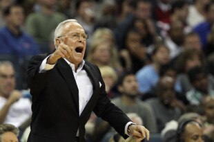 CHARLOTTE, NC - NOVEMBER 08:  Head coach Larry Brown of the Charlotte Bobcats yells to his team during their game against the San Antonio Spurs at Time Warner Cable Arena on November 8, 2010 in Charlotte, North Carolina.  NOTE TO USER: User expressly acknowledges and agrees that, by downloading and/or using this Photograph, User is consenting to the terms and conditions of the Getty Images License Agreement.  (Photo by Streeter Lecka/Getty Images)