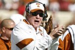 AUSTIN, TX - NOVEMBER 5: Head coach Mack Brown of the Texas Longhorns on the sidelines against the Texas Tech Red Raiders on November 5, 2011 at Darrell K. Royal-Texas Memorial Stadium in Austin, Texas. Texas beat Texas Tech 52-20. (Photo by Erich Schlegel/Getty Images)