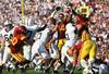 PASADENA, CA - JANUARY 01:  Linebacker Brian Cushing #10 of the USC Trojans sacks quarterback Daryll Clark #17 of the Penn State Nittany Lions as Kyle Moore #84 reaches for the ball during the 95th Rose Bowl Game presented by Citi at the Rose Bowl on January 1, 2009 in Pasadena, California. The Trojans defeated the Nittany Lions 38-24.  (Photo by Christian Petersen/Getty Images)