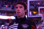 PHOENIX, AZ - APRIL 25:  Steve Nash #13 of the Phoenix Suns stands attended for the National Anthem before the NBA game against the San Antonio Spurs at US Airways Center on April 25, 2012 in Phoenix, Arizona.  The Spurs defeated the Suns 110-106.  NOTE TO USER: User expressly acknowledges and agrees that, by downloading and or using this photograph, User is consenting to the terms and conditions of the Getty Images License Agreement.  (Photo by Christian Petersen/Getty Images)
