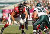 PHILADELPHIA - OCTOBER 17:  Harvey Dahl #73 of the Atlanta Falcons in action against Stewart Bradley #55 of the Philadelphia Eagles during their game at Lincoln Financial Field on October 17, 2010 in Philadelphia, Pennsylvania.  (Photo by Al Bello/Getty Images)