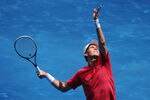MADRID, SPAIN - MAY 10:  Tomas Berdych of Czech Republic serves during his fourth round match against Gael Monfils of France during the Mutua Madrilena Madrid Open at the Caja Magica on May 10, 2012 in Madrid, Spain.  (Photo by Mike Hewitt/Getty Images)