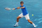 MADRID, SPAIN - MAY 12:  Roger Federer of Switzerland in action during his semi final against Janko Tipsarevic of Serbia on Day Eight of the Mutua Madrilena Madrid Open at the Caja Magica on May 12, 2012 in Madrid, Spain.  (Photo by Mike Hewitt/Getty Images)