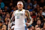 DENVER, CO - FEBRUARY 14:  Chris Andersen #11 of the Denver Nuggets celebrates a blocked shot against the Phoenix Suns at the Pepsi Center on February 14, 2012 in Denver, Colorado. The Nuggets defeated the Suns 109-92. NOTE TO USER: User expressly acknowledges and agrees that, by downloading and or using this Photograph, user is consenting to the terms and conditions of the Getty Images License Agreement.  (Photo by Doug Pensinger/Getty Images)
