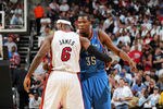 KANSAS CITY, MO - OCTOBER 8: Kevin Durant #35 of the Oklahoma City Thunder hugs LeBron James #6 of the Miami Heat before the game on October 8, 2010 at the Sprint Center in Kansas City, Missouri.  NOTE TO USER: User expressly acknowledges and agrees that, by downloading and or using this photograph, User is consenting to the terms and conditions of the Getty Images License Agreement. Mandatory Copyright Notice: Copyright 2010 NBAE  (Photo by Joe Murphy/NBAE via Getty Images)