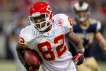 ST. LOUIS, MO - DECEMBER 19: Dwayne Bowe #82 of the Kansas City Chiefs runs up field after catching a pass against the St. Louis Rams at the Edward Jones Dome on December 19, 2010 in St. Louis, Missouri.  The Chiefs beat the Rams 27-13.  (Photo by Dilip Vishwanat/Getty Images)