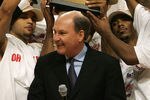 CHICAGO - MARCH 11:  The Ohio State Buckeyes celebrate as they are presented with the trophy by Big Ten Commissioner Jim Delany (C, w/microphone) following Ohio St.'s 66-49 win against the Wisconsin Badgers during the Final of the Big Ten Men's Basketball Conference Tournament March 11, 2007 at the United Center in Chiago Illinois.  (Photo by Jonathan Daniel/Getty Images)