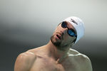 CHARLOTTE, NC - MAY 11:  Michael Phelps prepares for the men's 200m freestyle preliminaries during the 2012 Charlotte UltraSwim Grand Prix at the Mecklenburg County Aquatic Center on May 11, 2012 in Charlotte, North Carolina.  (Photo by Streeter Lecka/Getty Images)