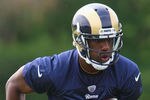 ST. LOUIS, MO - MAY 12: Brian Quick #83 of the St. Louis Rams makes a catch during rookie mini camp at the ContinuityX Training Center on May 12, 2012 in St. Louis, Missouri. (Photo by Dilip Vishwanat/Getty Images)