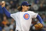 CHICAGO, IL - MAY 07: Jeff Samardzija #29 of the Chicago Cubs pitches against the Atlanta Braves in the first inning on May 7, 2012 at Wrigley Field in Chicago, Illinois.  (Photo by David Banks/Getty Images)