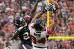HOUSTON, TX - DECEMBER 04: Cornerback Johnathan Joseph #24 of the Houston Texans breaks up a pass intended for wide receiver Roddy White #84 of the Atlanta Falcons on December 4, 2011 at Reliant Stadium in Houston, Texas. Texans won 17 to 10. (Photo by Thomas B. Shea/Getty Images)
