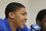 LEXINGTON, KY - APRIL 17:  Anthony Davis and Doron Lamb talk with the media during the news conference in which he announced they will enter the NBA draft at Joe Craft Center on April 17, 2012 in Lexington, Kentucky.  (Photo by Andy Lyons/Getty Images)