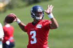 RENTON, WA - MAY 11:  Quarterback Russell Wilson #3 of the Seattle Seahawks passes during minicamp at the Virginia Mason Athletic Center on May 11, 2012 in Renton, Washington. (Photo by Otto Greule Jr/Getty Images)