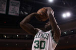 BOSTON, MA - MAY 14: Brandon Bass #30 of the Boston Celtics takes a shot in the first half against the Philadelphia 76ers in Game Two of the Eastern Conference Semifinals in the 2012 NBA Playoffs on May 14, 2012 at TD Garden in Boston, Massachusetts. NOTE TO USER: User expressly acknowledges and agrees that, by downloading and or using this photograph, User is consenting to the terms and conditions of the Getty Images License Agreement.  (Photo by Elsa/Getty Images)