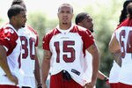 TEMPE, AZ - MAY 11:  Wide receiver Michael Floyd #15 of the Arizona Cardinals practices in the minicamp at the team's training center facility on May 11, 2012 in Tempe, Arizona.  (Photo by Christian Petersen/Getty Images)
