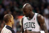 BOSTON, MA - MAY 14:  Kevin Garnett #5 of the Boston Celtics discusses a call with a referee in the fourth quarter against the Philadelphia 76ers in Game Two of the Eastern Conference Semifinals in the 2012 NBA Playoffs on May 14, 2012 at TD Garden in Boston, Massachusetts. The Philadelphia 76ers defeated the Boston Celtics 82-81. NOTE TO USER: User expressly acknowledges and agrees that, by downloading and or using this photograph, User is consenting to the terms and conditions of the Getty Images License Agreement.  (Photo by Elsa/Getty Images)