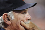 ARLINGTON, TX - OCTOBER 15:  Manager Jim Leyland of the Detroit Tigers looks on during Game Six of the American League Championship Series against the Texas Rangers at Rangers Ballpark in Arlington on October 15, 2011 in Arlington, Texas.  (Photo by Harry How/Getty Images)