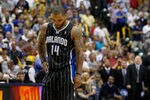 INDIANAPOLIS, IN - MAY 08: Jameer Nelson #14 of the Orlando Magic looks on late in the game while playing the Indiana Pacers in Game Five of the Eastern Conference Quarterfinals during the 2012 NBA Playoffs on May 8, 2012 at Bankers Life Fieldhouse in Indianapolis, Indiana. Indiana won the game 105-87 to to win the series 3-1. NOTE TO USER: User expressly acknowledges and agrees that, by downloading and or using this photograph, User is consenting to the terms and conditions of the Getty Images License Agreement. (Photo by Gregory Shamus/Getty Images)