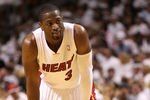 MIAMI, FL - MAY 13:  Guard Dwyane Wade #3 of the Miami Heat reacts against the Indiana Pacers in Game One of the Eastern Conference Semifinals in the 2012 NBA Playoffs on May 13, 2012 at the American Airines Arena in Miami, Florida. The Heat defeated the Pacers 95-86. NOTE TO USER: User expressly acknowledges and agrees that, by downloading and or using this photograph, User is consenting to the terms and conditions of the Getty Images License Agreement.  (Photo by Marc Serota/Getty Images)