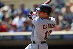 MINNEAPOLIS, MN - MAY 15: Asdrubal Cabrera #13 of the Cleveland Indians hits a solo home run against the Minnesota Twins during the fifth inning on May 15, 2012 at Target Field in Minneapolis, Minnesota. (Photo by Hannah Foslien/Getty Images)