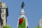 PHILADELPHIA, PA - OCTOBER 31: The Phillie Phanatic dances on a float in front of City Hall during the World Championship Parade October 31, 2008 in Philadelphia, Pennsylvania. The Phillies defeated the Tampa Bay Rays to win their first World Series in 28 years.  (Photo by William Thomas Cain/Getty Images)