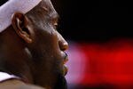 MIAMI, FL - MAY 15:  LeBron James #6 of the Miami Heat looks on during Game Two of the Eastern Conference Semifinals in the 2012 NBA Playoffs against the Indiana Pacers at AmericanAirlines Arena on May 15, 2012 in Miami, Florida. NOTE TO USER: User expressly acknowledges and agrees that, by downloading and/or using this Photograph, User is consenting to the terms and conditions of the Getty Images License Agreement.  (Photo by Mike Ehrmann/Getty Images)