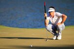 PONTE VEDRA BEACH, FL - MAY 11:  Keegan Bradley of the United States lines up his putt on the 17th hole during the second round of THE PLAYERS Championship held at THE PLAYERS Stadium course at TPC Sawgrass on May 11, 2012 in Ponte Vedra Beach, Florida.  (Photo by Sam Greenwood/Getty Images)