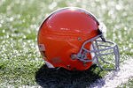 BALTIMORE, MD - DECEMBER 24: The helmet of  Christian Yount #57 of the Cleveland Browns sits on the turf before the start of the Browns and Baltimore Ravens game at M&T Bank Stadium on December 24, 2011 in Baltimore, Maryland.  (Photo by Rob Carr/Getty Images)